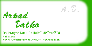 arpad dalko business card